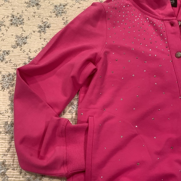 Christine Alexander Pink hoodie with Swarovski Crystal Studs Size S Perfect Cond - Picture 5 of 12